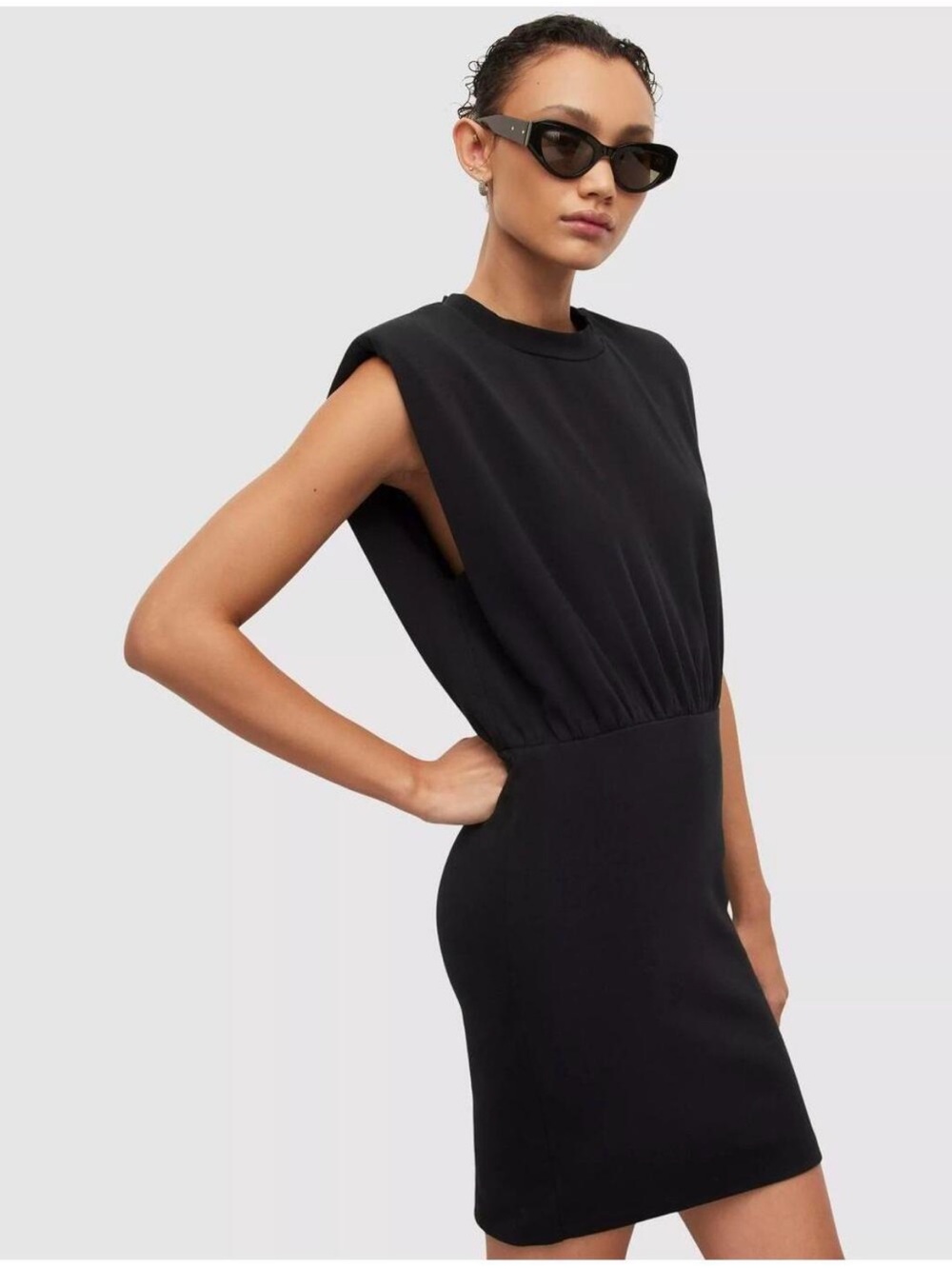 All Saints Mika LS Mini Tank Dress Sleek Black Sleeveless Sheath Womens US 2